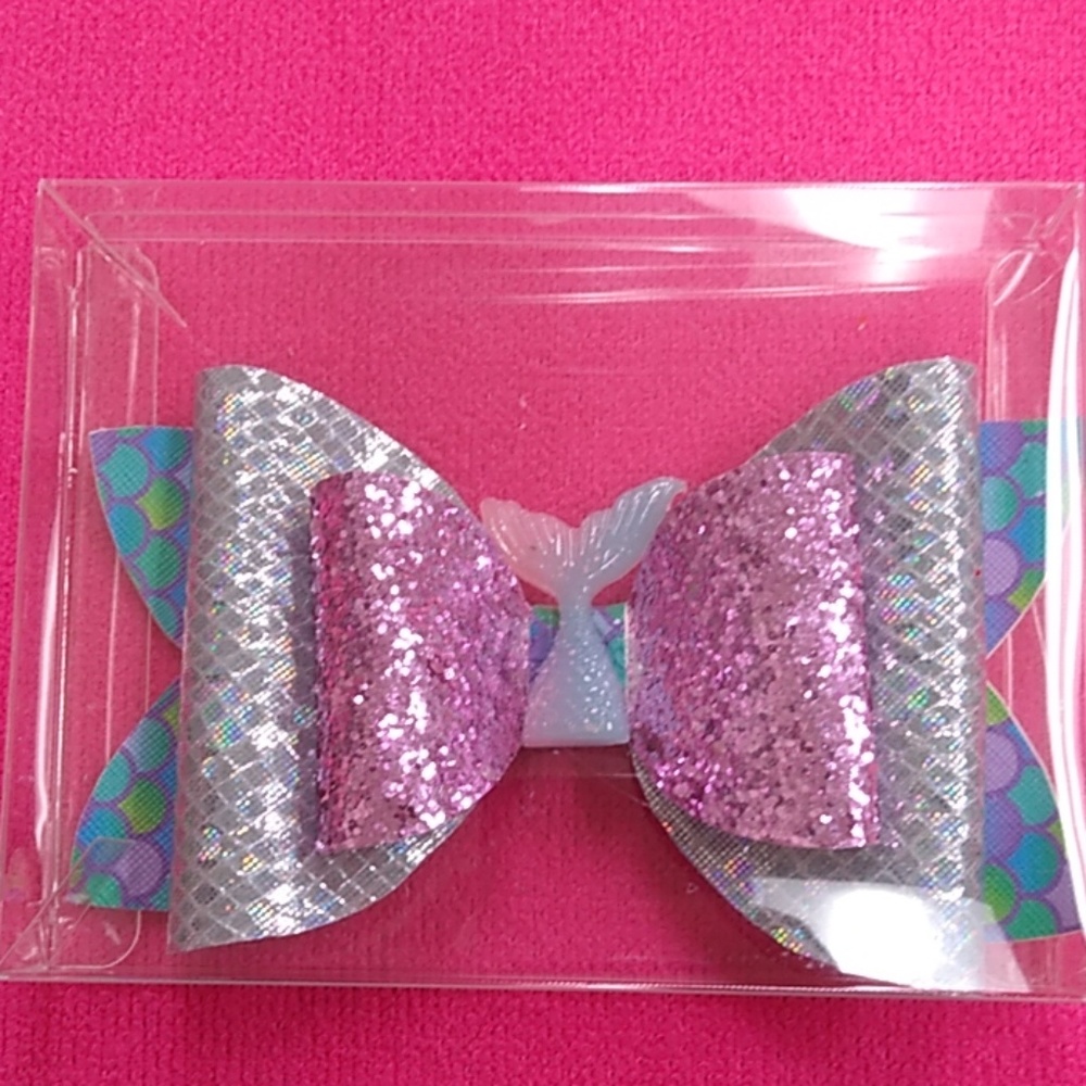 Handmade mermaid faux leather hairbow
